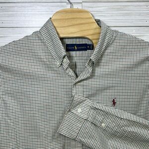 Polo Ralph Lauren Men's Long Sleeve Shirt 120s 2 Ply Cotton Size XL Green/Purple